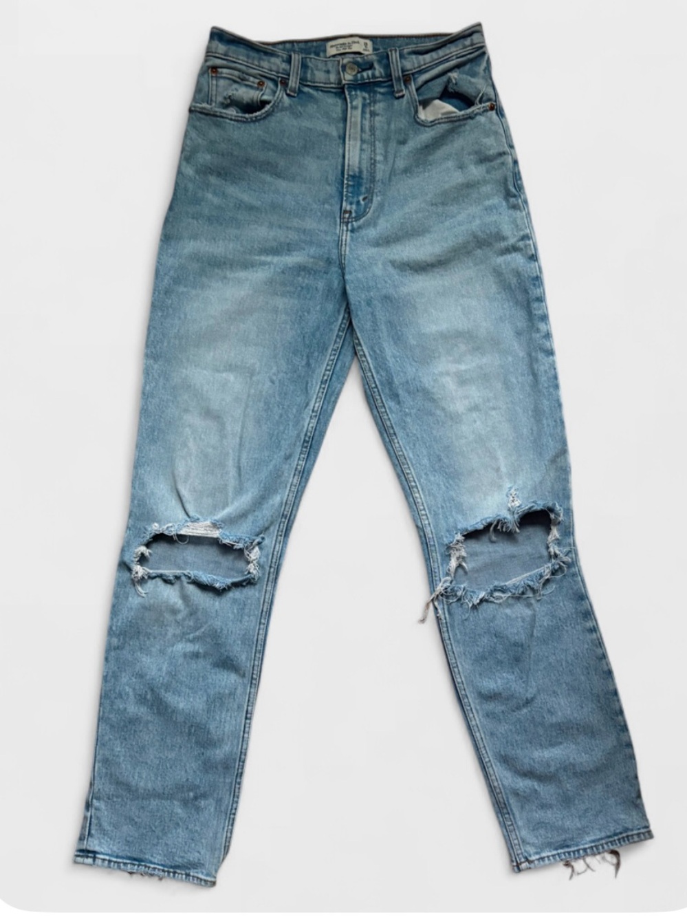 Rare Abercrombie 90's Straight Ultra High Rise Distressed Jeans